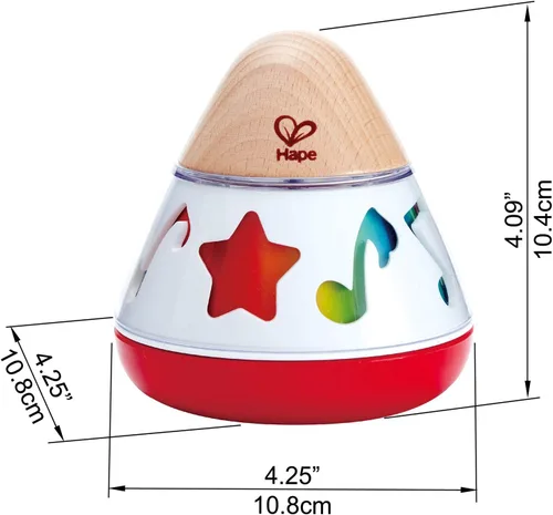 Miniatura 4 de Hape E0332 - Caja de música giratoria para bebé, gira y reproduce la música, no necesita batería, 15.7 x 15.7 in, multicolor