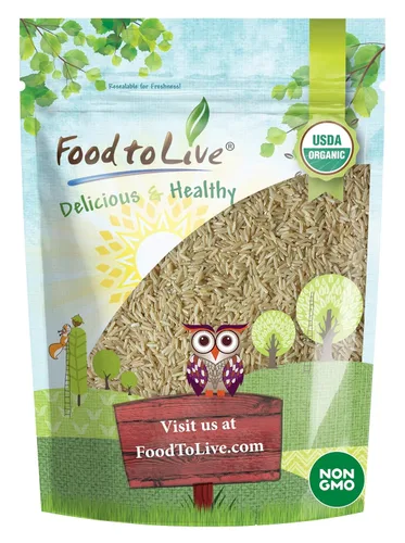Arroz integral orgánico de grano largo, 3 libras, sin OMG, grano entero, crudo, no irradiado, kosher, vegano, a granel. Buena fuente de fibra