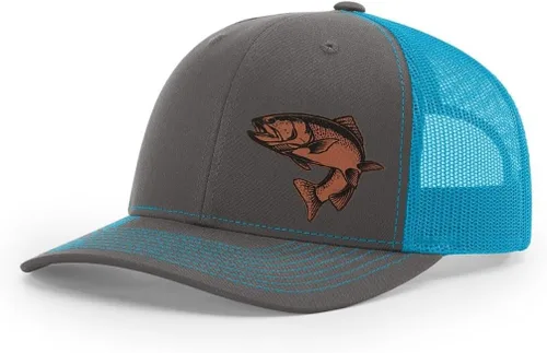 Miniatura 49 de Sombrero de pesca de trucha con parche de cuero grabado láser Richardson 112 Snapback Trucker Cap