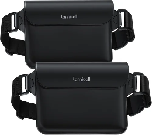 Lamicall Riñonera Impermeable - [Paquete de 2] [Correa de Cintura Elástica 2025] Bolsas Secas IPX8 a Prueba de Agua para Natación, Playa, Kayak,
