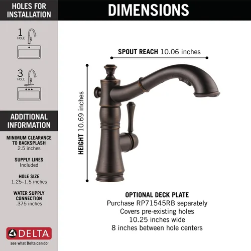 Miniatura 4 de Delta 4197 DST Cassidy llave de la cocina de halar, Incluye, 4197-AR-DST