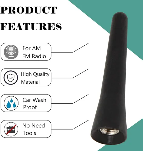 Miniatura 2 de Anina Mástil de antena rechoncha de 2.5 pulgadas compatible con Mini Cooper 1998-2019 BMW Z3/Z4/128i VW Polo/Golf AM/FM Antena de radio a prueba