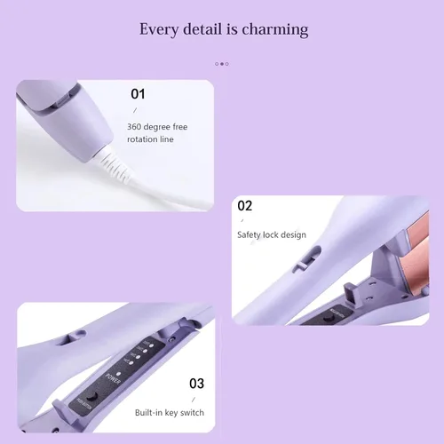 Miniatura 4 de Rommantic - Plancha rizadora de huevos francesa, rizador de cabello ondulado en forma de V para ondas perfectas, calentamiento rápido, temperatura