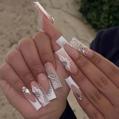 Miniatura 26 de MISUD - Uñas postizas largas cuadradas con pegamento de Rojo Gótico y Negro, diseño cruzado gótico Y2K acrílico, 24 piezas