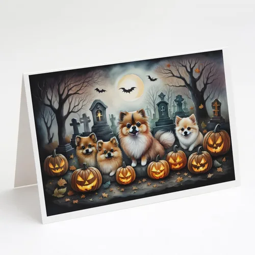 Miniatura 65 de Caroline's Treasures DAC2018GCA7P - Tarjetas de felicitación y sobres de Halloween espeluznantes de Border Collie, paquete de 8 tarjetas en blanco