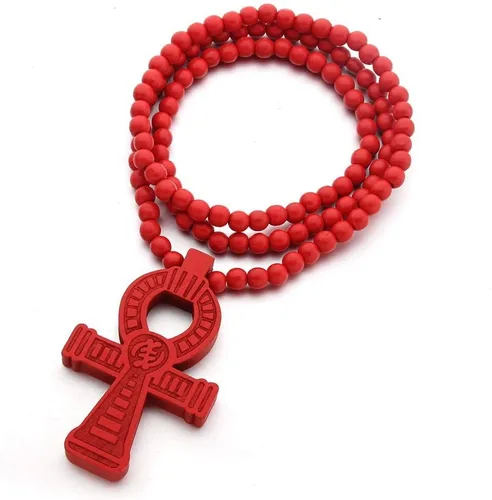 Hiphop Woody Beads Ball Símbolo Hombre África Mapa Jesús Cruz Empaistic Colgante Collares para Mujeres Hombres Joyería Regalos