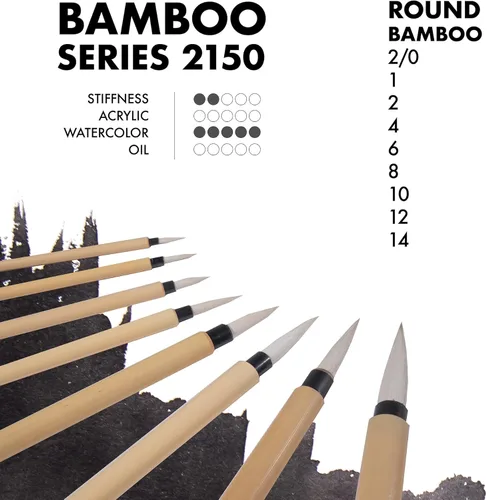 Miniatura 3 de Princeton Cepillo redondo de bambú, natural, mango corto, tamaño 6, 1 unidad