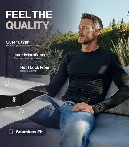 Miniatura 4 de Thermajohn Long Johns - Ropa interior térmica para hombre con forro polar para clima frío