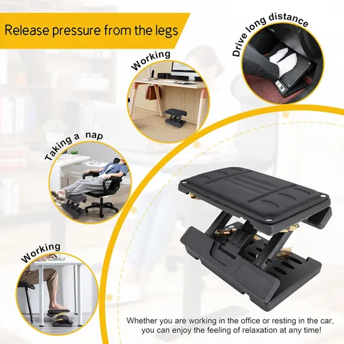 Miniatura 2 de Reposapiés Ajustable Bajo Escritorio - Taburete de Oficina Ergonómico con Masaje, Reposapiernas para Escritorio, Diseño Antideslizante para Hogar