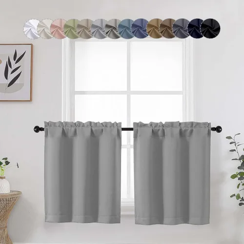 Miniatura 33 de Aqua Cafe - Juego de 2 paneles de cortinas opacas de 24 pulgadas de largo, con aislamiento térmico suave y sólido, para ventanas de baño, sótano