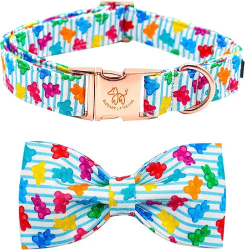 Miniatura 7 de Collar para perro Elegant Little Tail con moño, estampado de pepinillos, collar de moño lindo para perros pequeños eneldo