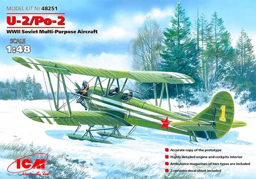 Miniatura 2 de ICM 48251 - U-2/Po-2, Aviones Multiusos Soviéticos de la Segunda Guerra Mundial - Escala 1:48