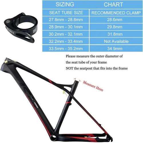 Miniatura 3 de PLATT - Abrazadera para tija de sillín de bicicleta de aleación de aluminio, collar de liberación rápida de 28,6 mm / 31,8 mm / 34,9 mm