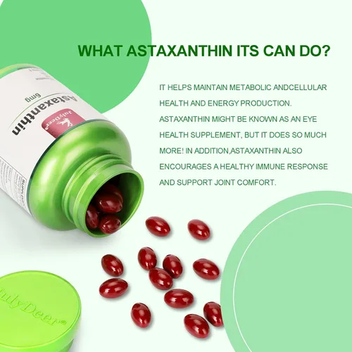 Miniatura 5 de JulyDeer Astaxantina 6 mg por porción, 60 cápsulas blandas – Microalgas de doble fuerza – Fuente natural de Haematococcus Pluvialis – Suplementos