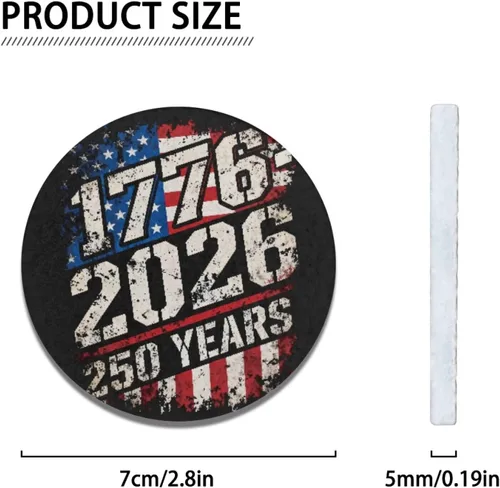Miniatura 6 de AFPANQZ 250 Years Print Car Coasters for Cup Holders Absorbent Car Accessories 2.8" Car Cup Holder for Women 2 Pack