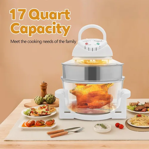 Miniatura 2 de Freidora de aire de vidrio no tóxica 18QT multifunción grande con olla de vidrio visible 360° antideslizante temporizador de 60 minutos para uso