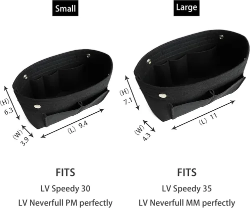 Miniatura 6 de MISIXILE Organizador de fieltro para bolso de mano, organizador de bolsa de mano, se adapta a Speedy Neverfull con asas y llavero, Negro