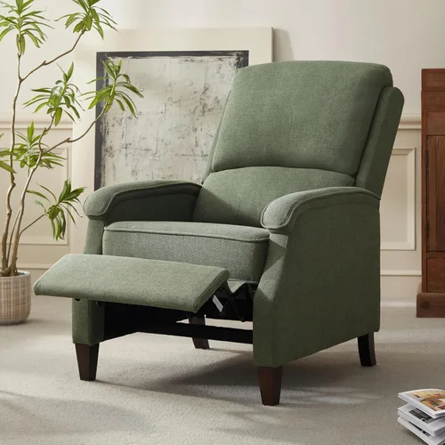 VKNOW Silla reclinable, sillón reclinable de tela con reposabrazos suave, asiento de cine en casa con respaldo ajustable y soporte lumbar, sofá Verde