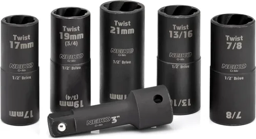 Miniatura 5 de NEIKO 02281B Juego de llaves de vaso de impacto de 1/2 pulgada 4 piezas SAE y MM Barra de extensión de 3 pulgadas Acero Cr-Mo Servicio