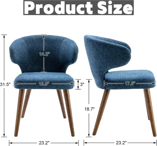 Miniatura 2 de RIVOVA Juego de 2 sillas tapizadas con brazos decorativos, sillas de comedor modernas de felpilla de mediados de siglo para cocina, comedor, sillas
