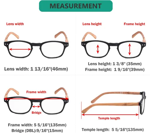 Miniatura 3 de Eyekepper Gafas de lectura clásicas para hombre, paquete de 5 con bisagras de resorte Brazos impresos de grano de madera