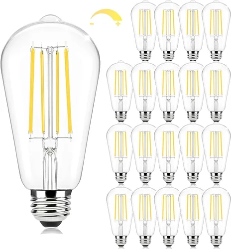 Miniatura 15 de Brightever Bombillas ámbar regulables equivalentes a 60 W, bombillas LED Edison vintage de 2200 K, 850 LM, 90+CRI, 7 W ST58 E26, bombilla LED