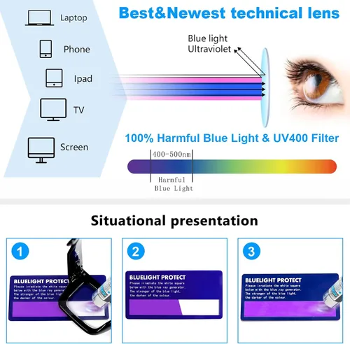 Miniatura 7 de REAVEE - Paquete de 3 gafas de lectura estilo Oprah para mujeres y hombres, con bloqueo de luz azul, elegantes, cuadradas con bisagra de resorte