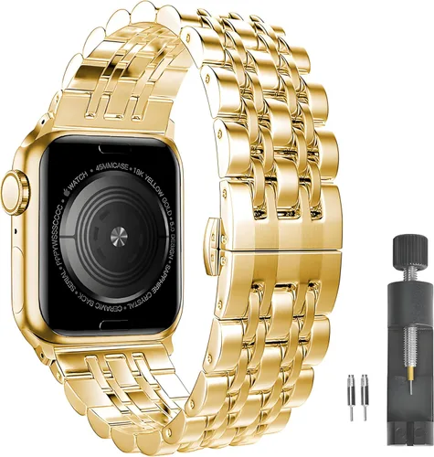 Miniatura 19 de Correa delgada de acero inoxidable compatible con Apple Watch Ultra 3/2/1 (1.929 in) y Series 11 10 9-1 SE 3-1 (46/45/44/42/41/40/1.496 in), correa