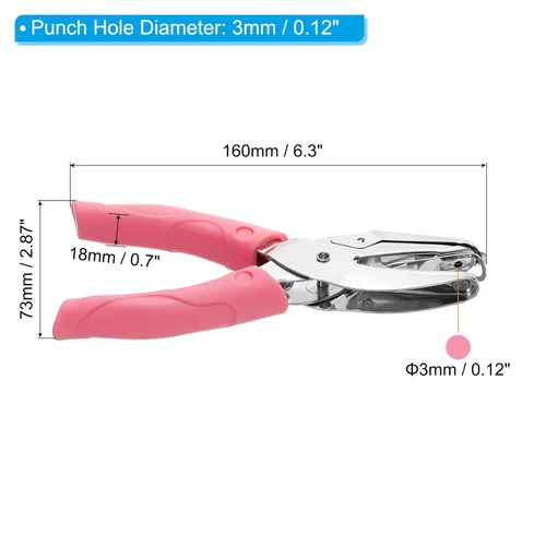 Miniatura 2 de PATIKIL Perforadora de un solo agujero de 1/8 pulgadas, paquete de 2 perforadoras de mano con agujero circular de agarre suave, perforadora de papel