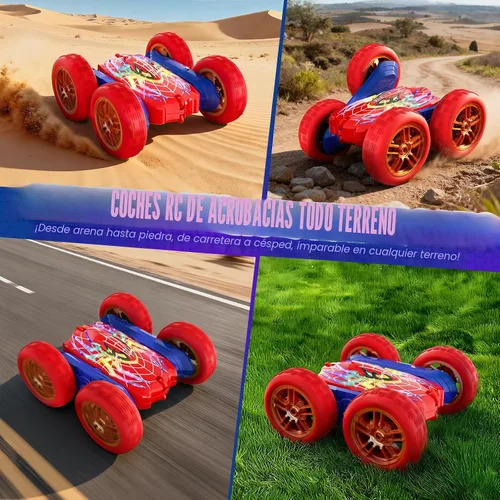 Miniatura 6 de Coche de juguete de control remoto con giro de 360° para niños de 3 a 12 años, autos RC 4WD de doble cara con ojos y piernas de héroe brillantes