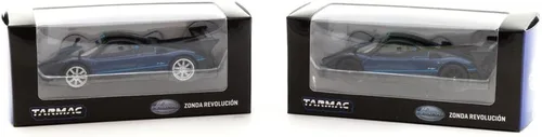 Miniatura 4 de Pagani Zonda Revolucion Azul Metálico y Negro con Rayas Azul Claro Global64 Serie 1/64 Modelo de Auto Fundido a Presión por Tarmac Works