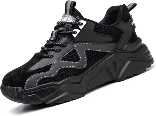 Zapatos de punta de acero para mujeres y hombres, zapatos de seguridad de trabajo de ajuste ancho, ligeros, antideslizantes, cómodos, compuestos