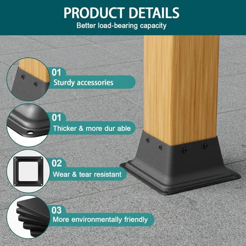 Miniatura 3 de SPACEEUP Base de poste de 4 x 4, tamaño interno de 3.6 x 3.6 pulgadas, soporte de poste de acero resistente, apto para anclaje de poste de madera