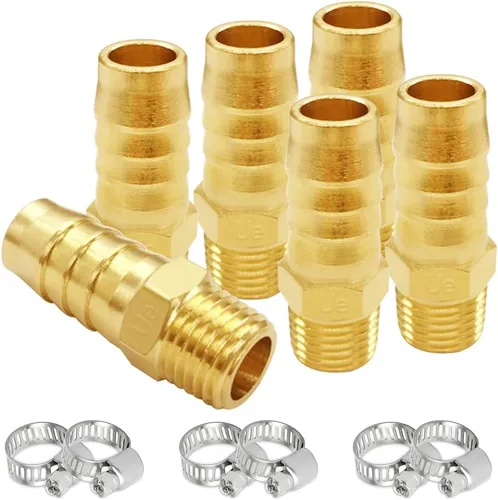 Miniatura 11 de Uenede 6 accesorios de púas de manguera de latón de 1/2 pulgada NPT macho a 1/2 pulgadas, conector adaptador de púas incluye 6 abrazaderas de acero