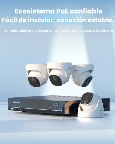Miniatura 6 de REOLINK Sistema de cámara de seguridad 4K, 4 cámaras de torreta con cable H.265 PoE con detección de vehículos personales, 4K/8MP 8CH NVR con disco