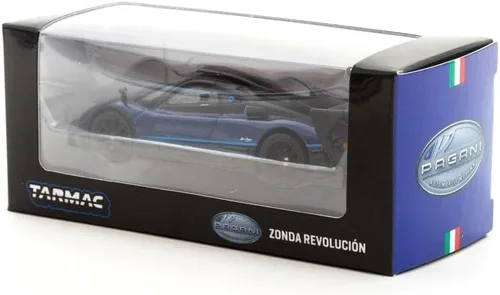 Miniatura 3 de Pagani Zonda Revolucion Azul Metálico y Negro con Rayas Azul Claro Global64 Serie 1/64 Modelo de Auto Fundido a Presión por Tarmac Works