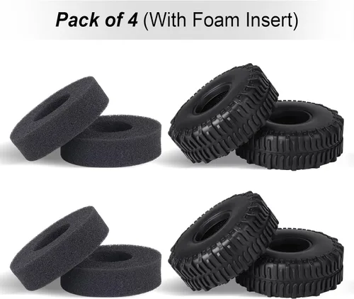 Miniatura 6 de Neumáticos de barro de caucho blando Hobbypark SCX24 1.0 Rock Crawler para 1/18 TRX4M 1/24 RC Crawler Axial SCX24 FMS FCX24 Enduro24 T1014 60x22mm