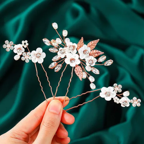 Miniatura 9 de GORAIS Accesorios para el cabello de boda, horquillas para el cabello, perlas nupciales, piezas para el cabello para novias y mujeres