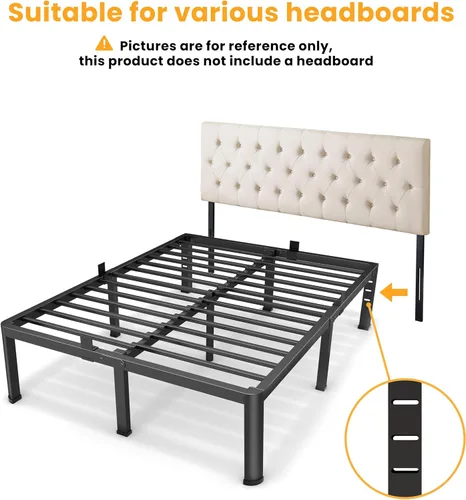 Miniatura 6 de Superay Marco de Cama de Plataforma de Metal Tamaño Twin de 16 Pulgadas con Esquinas Redondas, Espacio de Almacenamiento Debajo del Marco de Cama