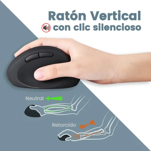 Miniatura 5 de Perixx PERIDUO-606 ES Conjunto de teclado Compacto Ergonómico inalámbrico y Ratón Vertical portátil - con reposa muñeca Ajustable y Teclas