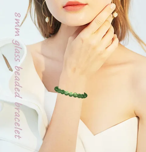 Miniatura 4 de FINZOR 28 pulseras elásticas de cuentas de 0.315in hechas a mano redondas de cristal para mujeres, pulseras de cuentas elásticas multicolor