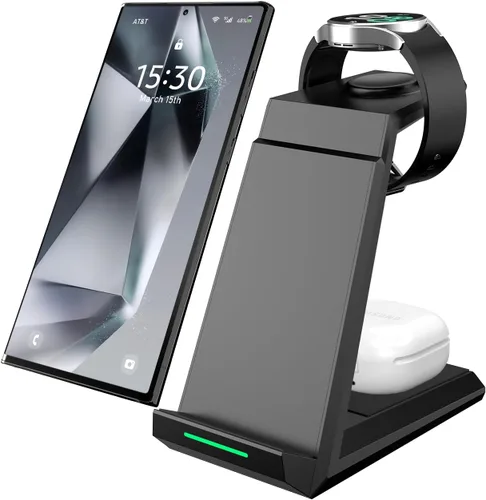 Miniatura 9 de Cargador inalámbrico para estación de carga Samsung, ADADPU soporte cargador 3 en 1 para múltiples dispositivos acoplamiento rápido para Galaxy S25