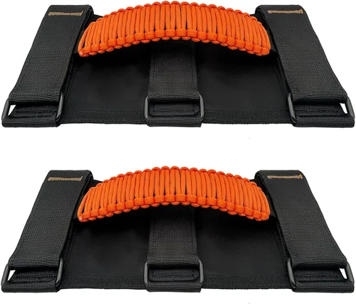 Miniatura 9 de Asas de Agarre para Jeep, Paquete de 4, Asas de Agarre de Barra Enrollable de Paracord para Jeep Wrangler para JK TJ JL CJ YJ JKU JLU y Gladiator