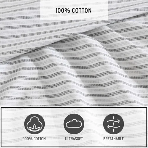 Miniatura 86 de Eddie Bauer - Juego de ropa de cama de percal de algodón, decoración fresca y elegante para el hogar, sábanas de tamaño King