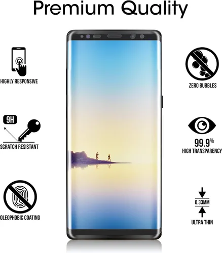 Miniatura 5 de amFilm Protector de pantalla de vidrio para Samsung Galaxy Note 8, cobertura de pantalla completa, vidrio templado curvado 3D, matriz de puntos