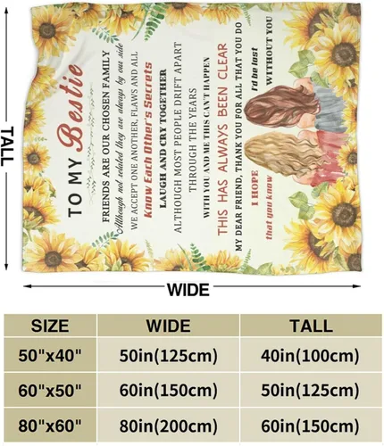 Miniatura 3 de Manta de franela ultrasuave para mujer, con texto en inglés «To My Bestie», para hermanas, niñas, mejores amigas para sofá, cama, regalo de amistad