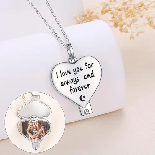 Miniatura 5 de YinShan Collares para madre e hija con imágenes en el interior de corazón para mujeres y niñas plata de ley 925 colgante para madre e hijo regalo