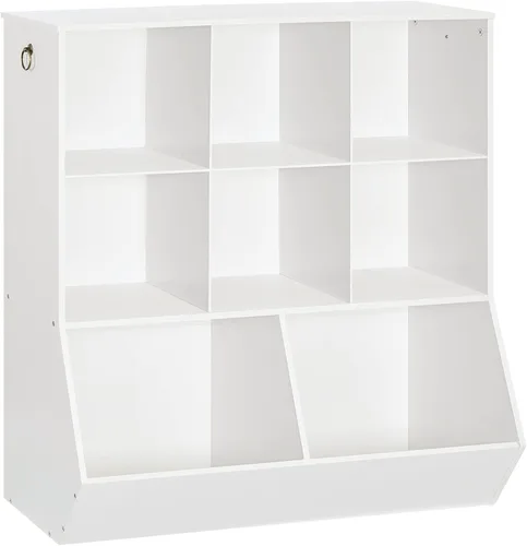 Miniatura 11 de HOOBRO Estantería para niños, gabinete de almacenamiento de juguetes, organizador de juguetes para niños, 8 cubículos, estantería tipo pie de cama