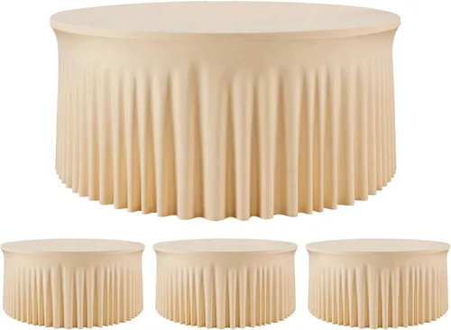 Miniatura 11 de 2 Pack White 72 inch Round Spandex Tablecloth, Washable Stretchy Fitted 6FT Round Tables,Elastic Edge with Skirt, Wrinkle-Free Table Cloths for