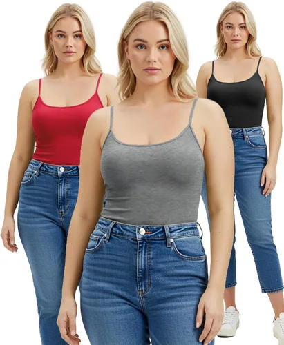 Miniatura 371 de Emmalise Camisola larga casual básica para mujer, con tirantes ajustables, top en capas